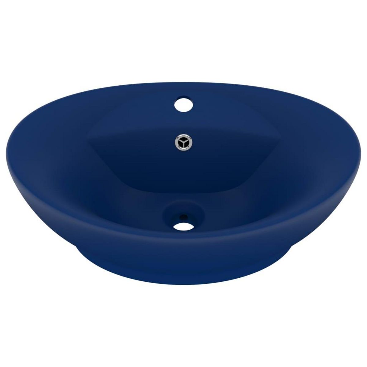 VIDAXL Lavabo ovale a trop-plein Bleu fonce mat 58,5x39 cm Ceramique