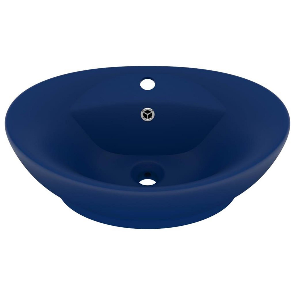 VIDAXL Lavabo ovale a trop-plein Bleu fonce mat 58,5x39 cm Ceramique