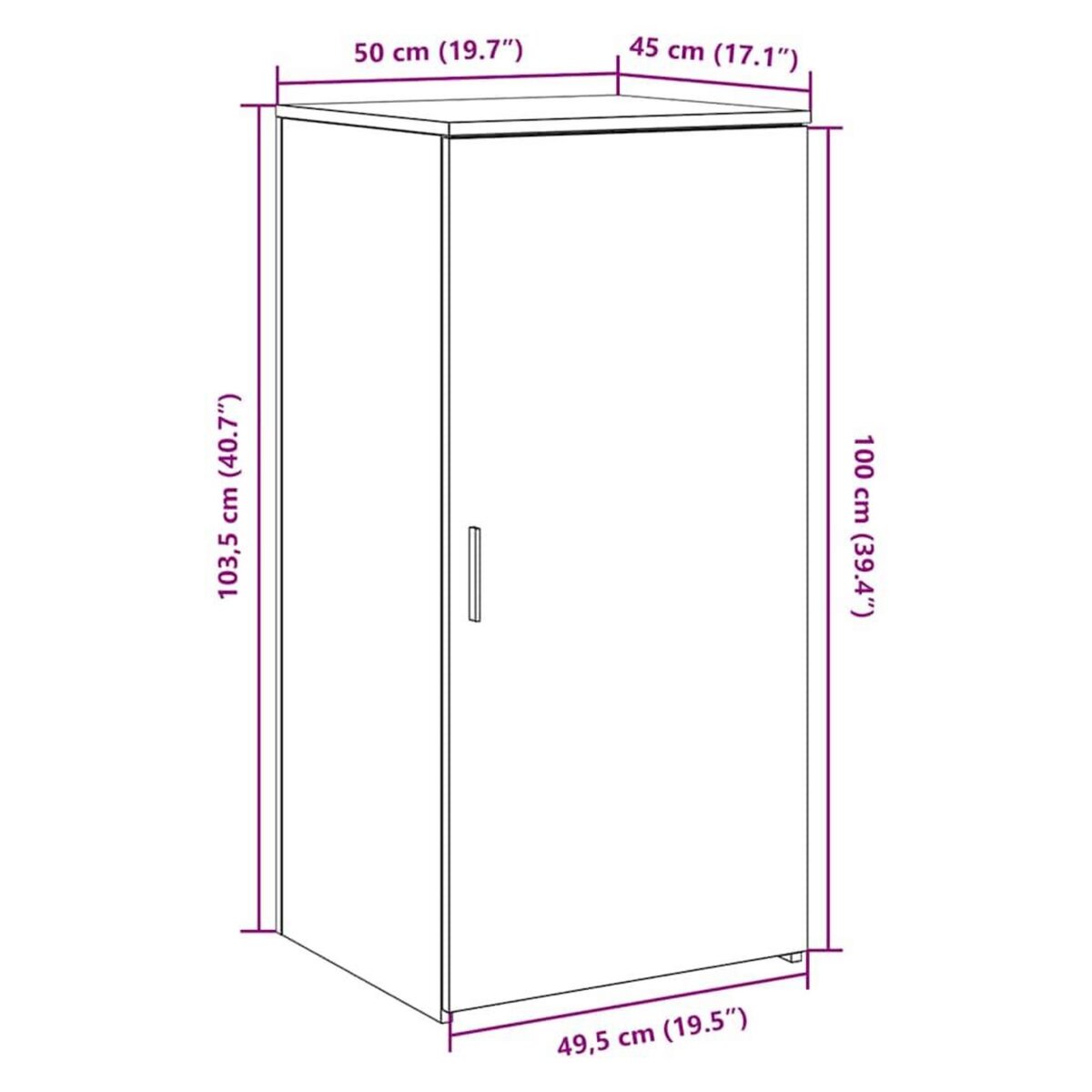 VIDAXL Armoire de rangement sonoma gris 50x45x103,5 cm bois ingenierie