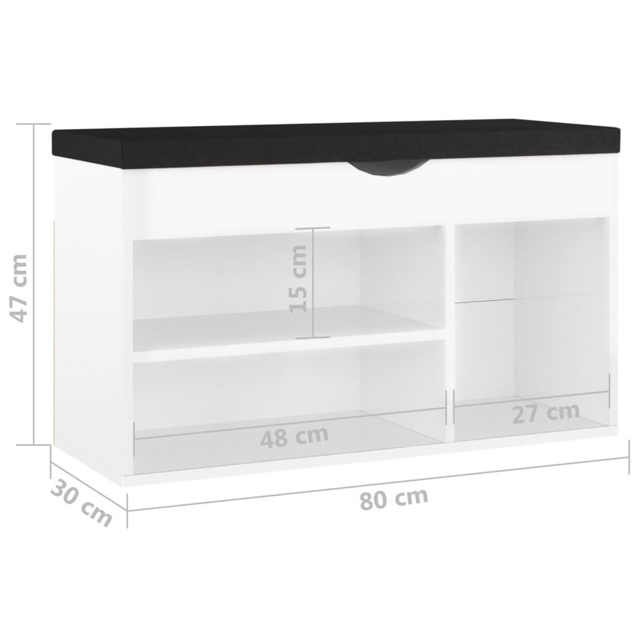 Voir la diapositive 6 : VIDAXL Banc a chaussures coussin Blanc brillant 80x30x47 cm Agglomere