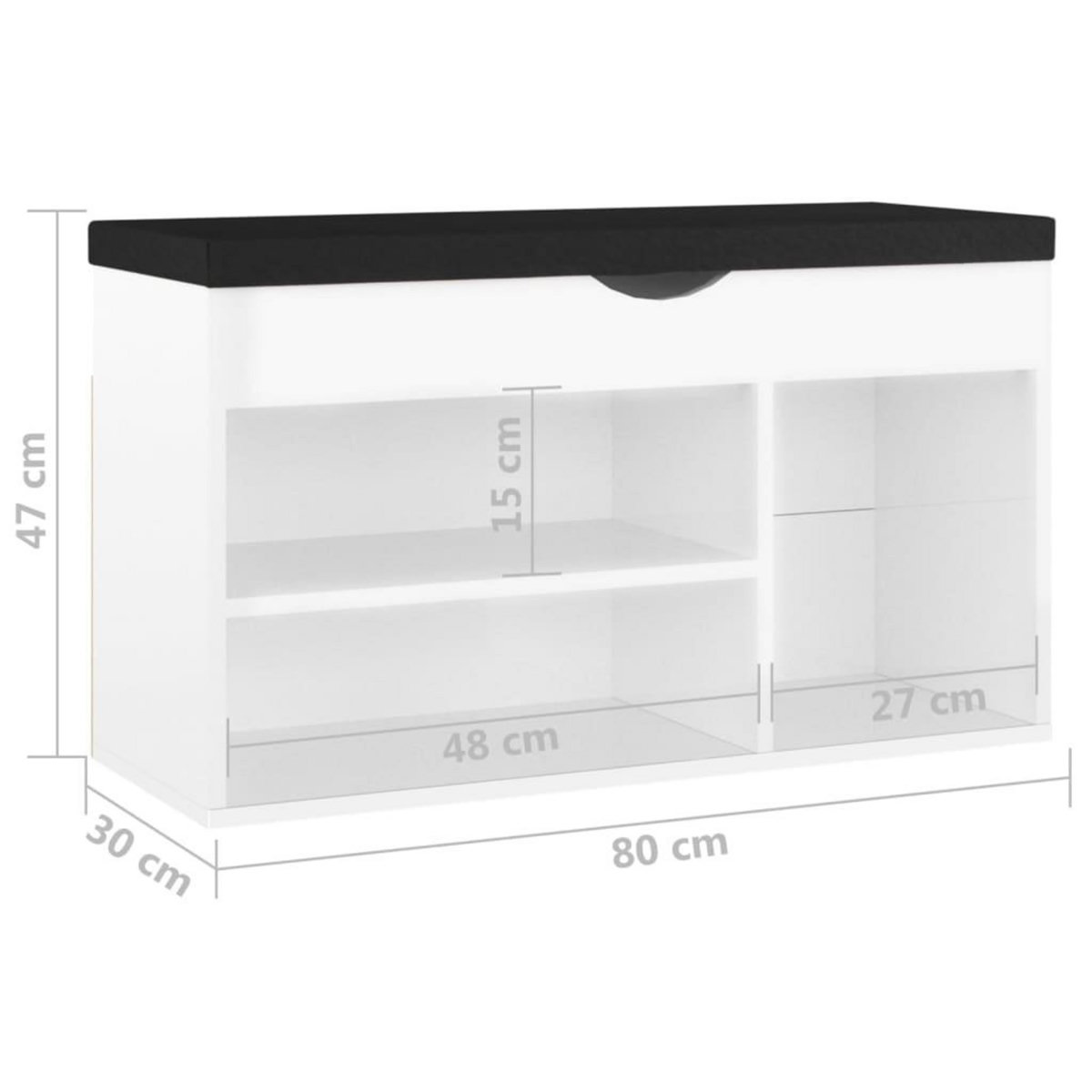 VIDAXL Banc a chaussures coussin Blanc brillant 80x30x47 cm Agglomere