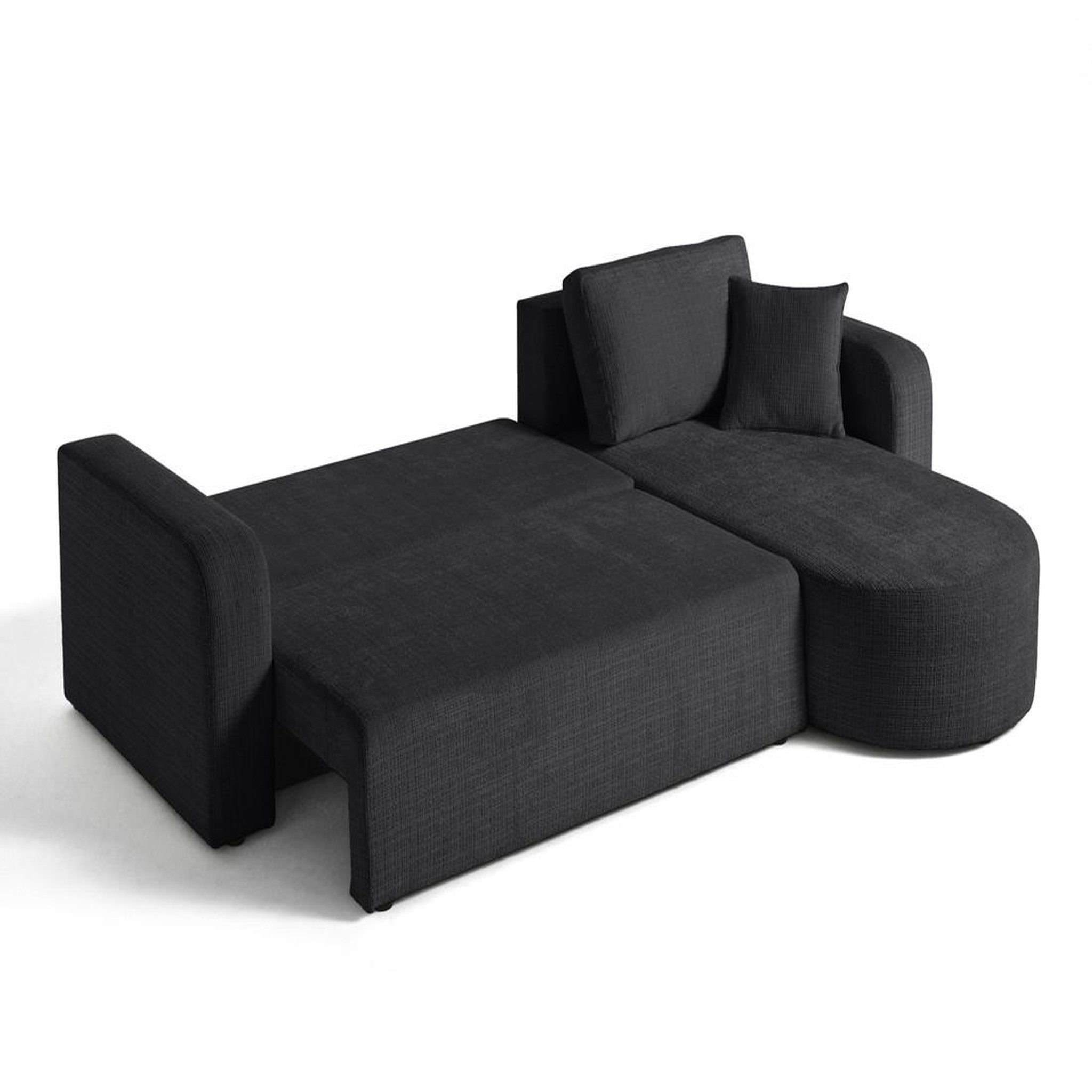 Voir la diapositive 2 : BEST MOBILIER Miro - canapé d'angle réversible - 4 places - convertible avec coffre - en velours texturé