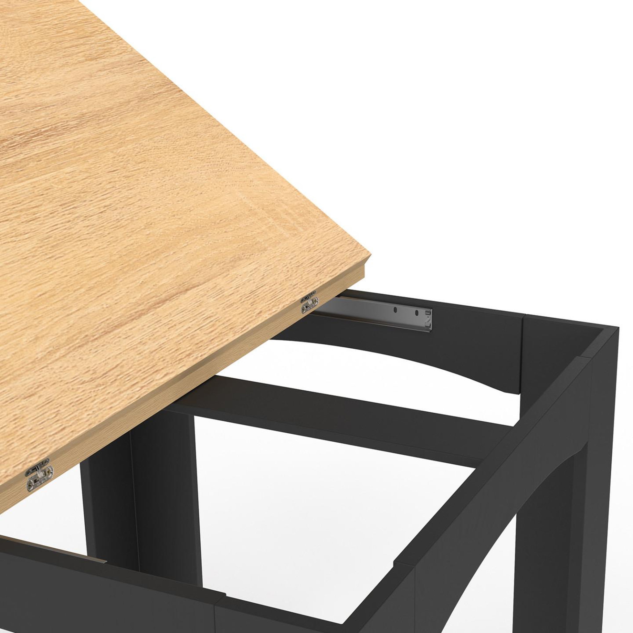 Voir la diapositive 6 : ID MARKET Table à manger extensible rectangle dona 4-8 personnes noire plateau façon hêtre 80-160 cm