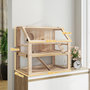 Voir la diapositive 3 : PAWHUT Cage rongeur hamster en bois dim.80x50x76cm 3 niveaux rampes roue bascule cabane