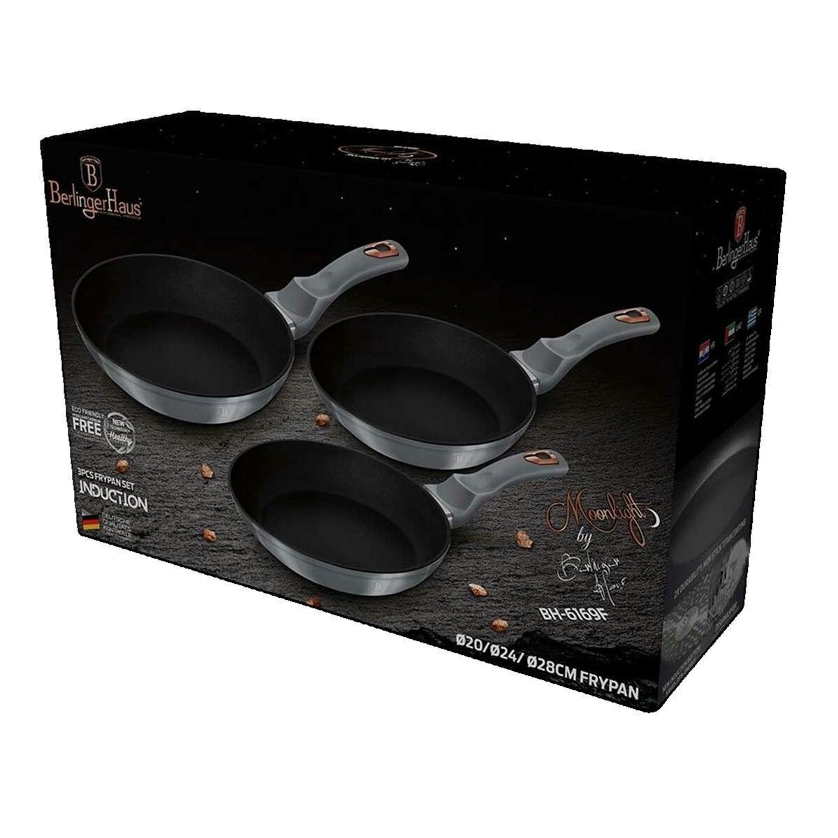 BERLINGER HAUS Set de 3 poêles à frire Berlinger Haus Moonlight antiadhésif en aluminium