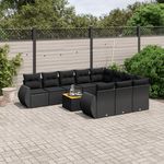 VIDAXL Salon de jardin 11 pcs avec coussins noir resine tressee
