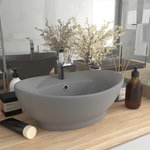 VIDAXL Lavabo ovale a trop-plein Gris clair mat 58,5x39 cm Ceramique