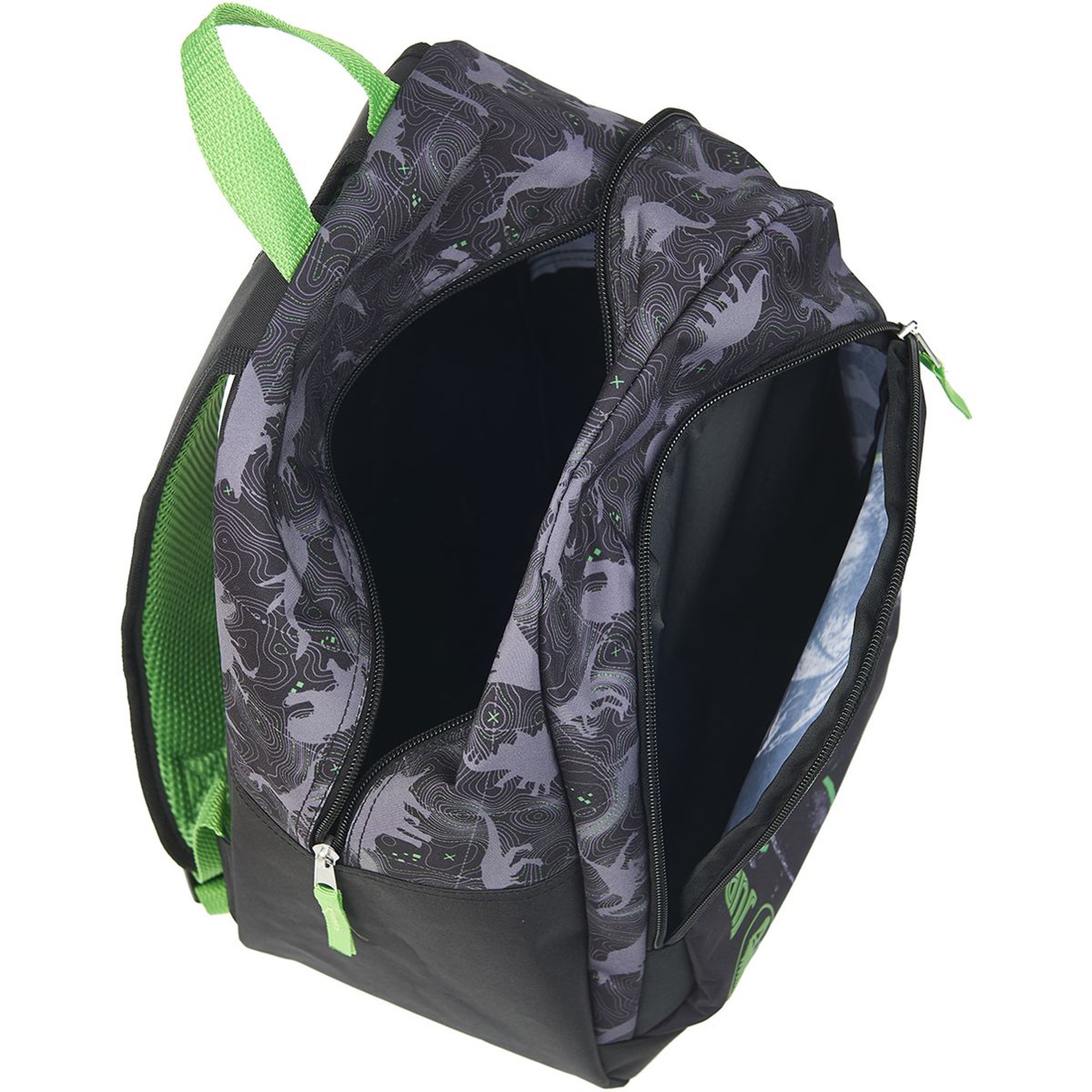 Voir la diapositive 4 : Sac à dos 2 compartiments noir et vert JURASSIC WORLD