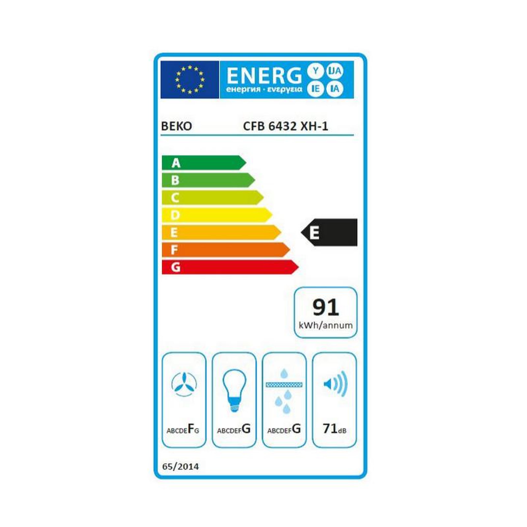Voir la diapositive 3 : Beko Hotte classique 60cm 300m3/h inox - cfb6432xh1