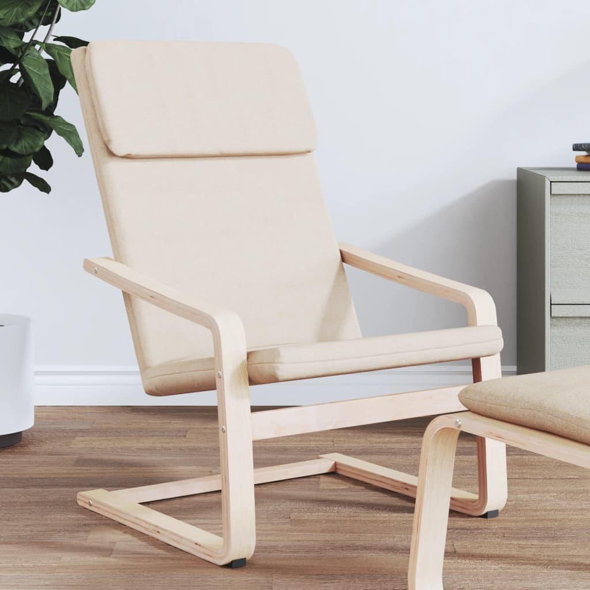 Voir la diapositive 1 : VIDAXL Chaise de relaxation Creme Tissu