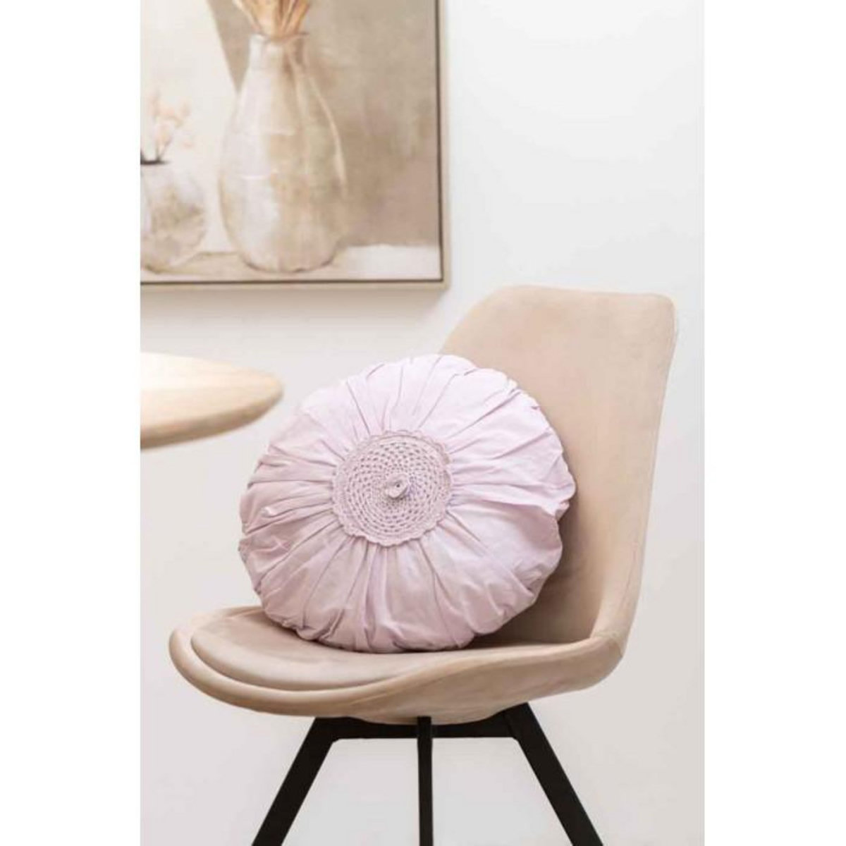 Paris Prix Coussin Rond Déco  Dentelle  40cm Rose Mauve