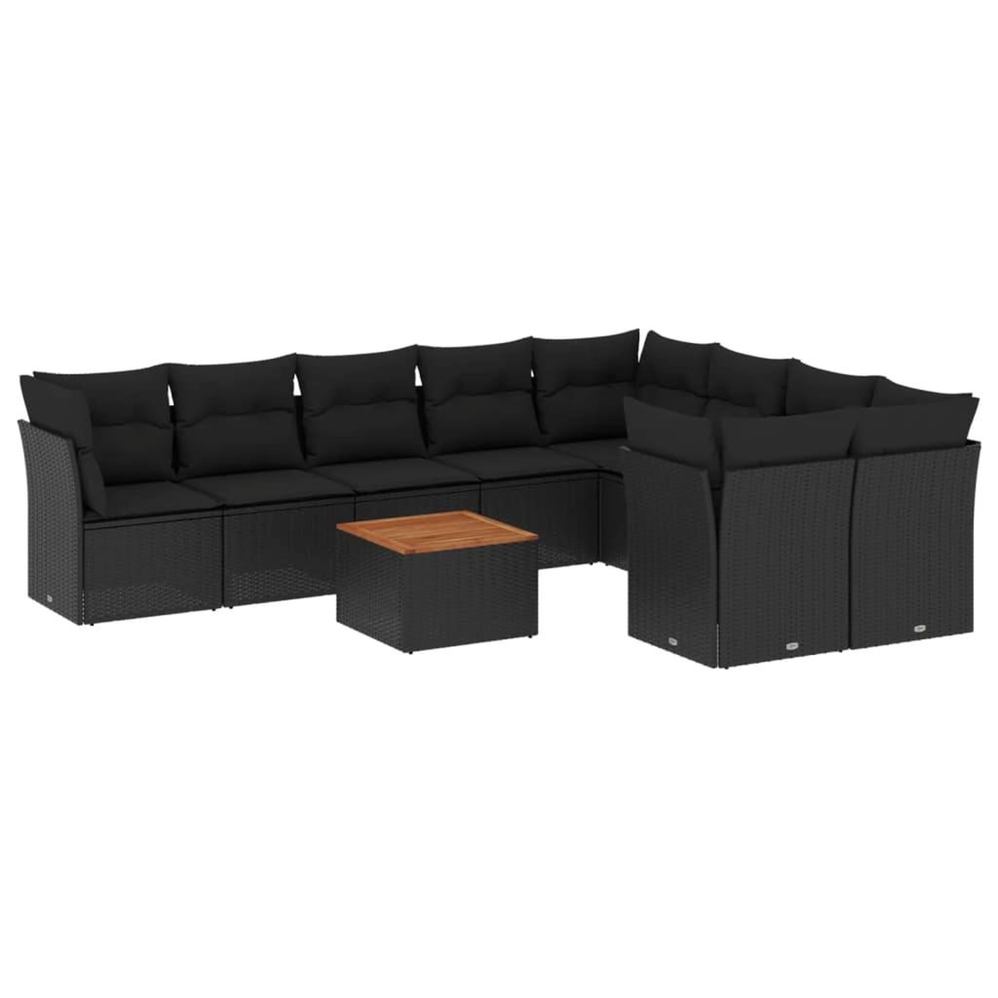 Voir la diapositive 2 : VIDAXL Salon de jardin 10 pcs avec coussins noir resine tressee