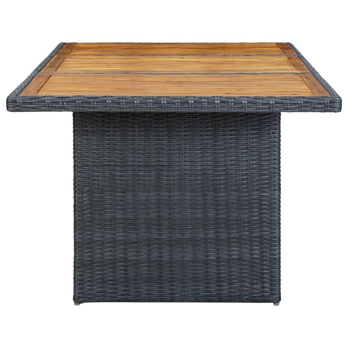 VIDAXL Table de jardin Gris fonce Resine tressee et bois d'acacia