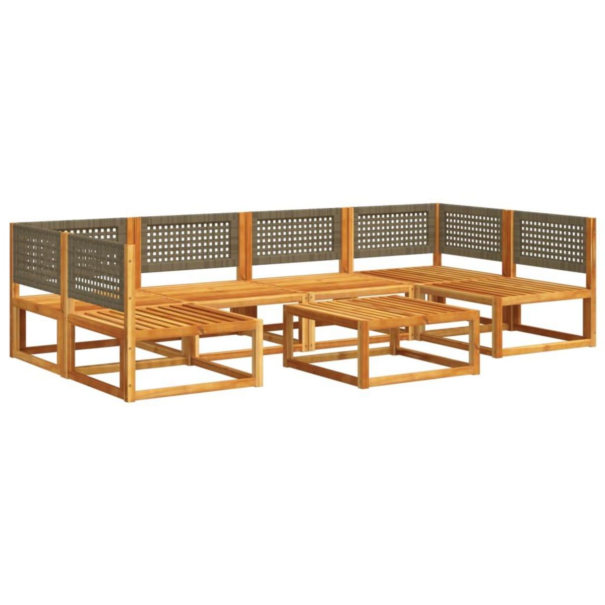 VIDAXL Salon de jardin avec coussins 7 pcs bois massif d'acacia