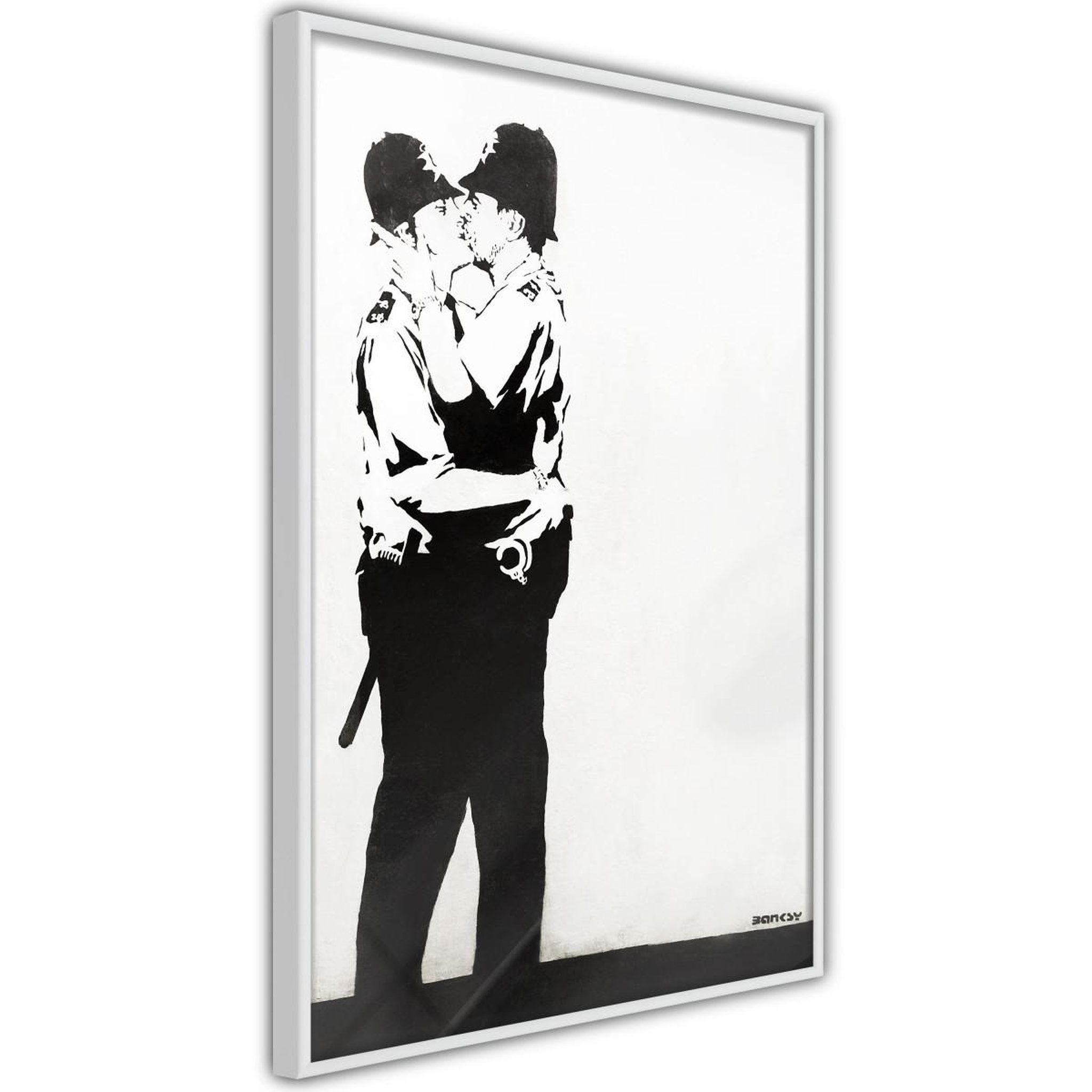 Paris Prix Affiche murale encadrée  banksy kissing coppers ii