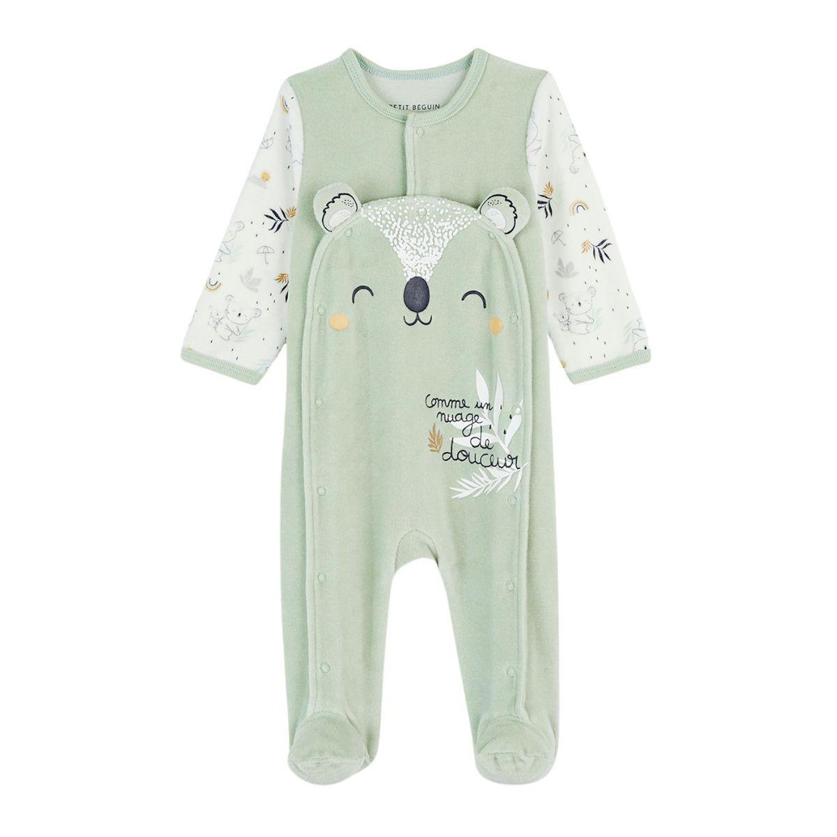 Petit Béguin Pyjama bébé en velours ouverture pont Nuage