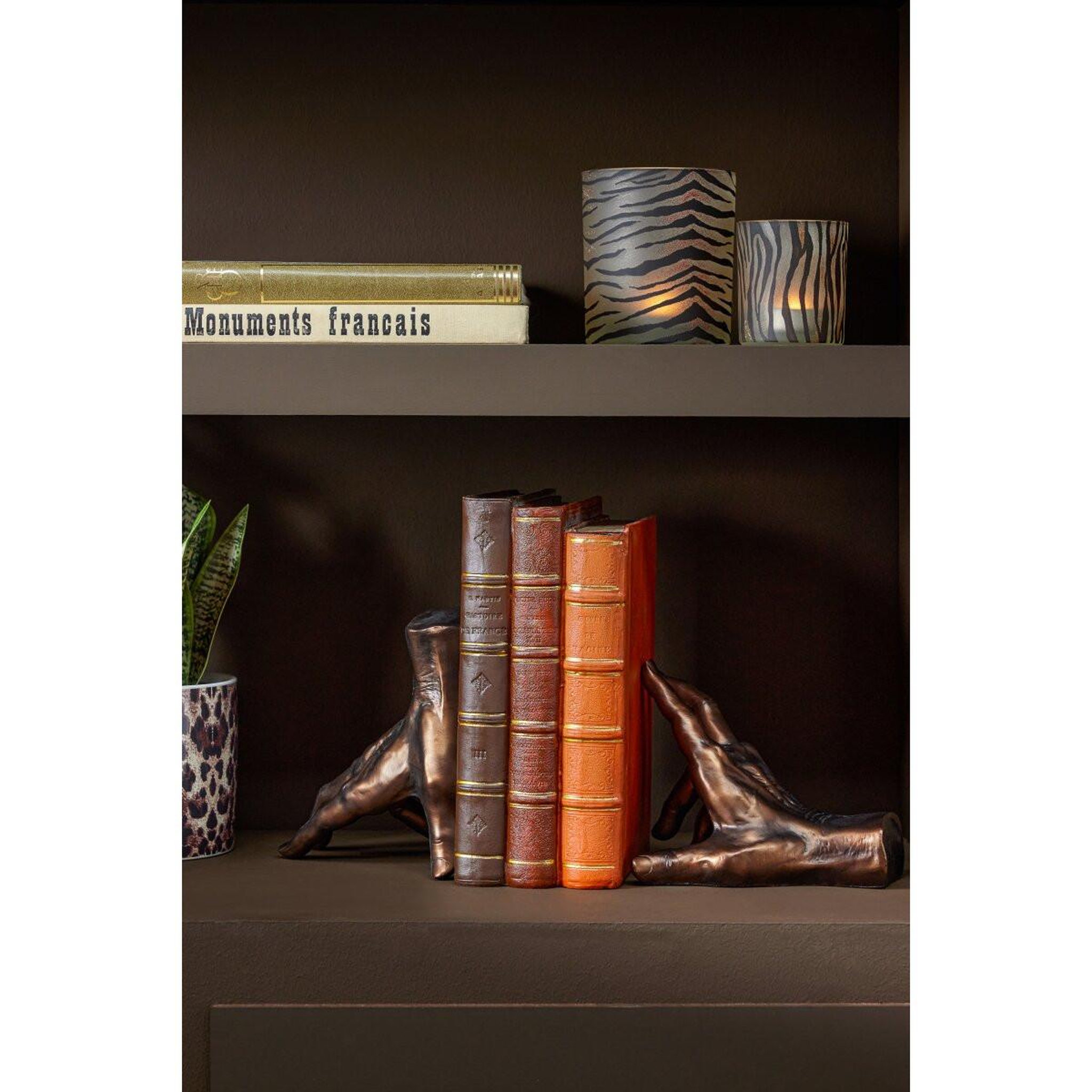 Voir la diapositive 5 : J-LINE Lot de 2 serre-livres  mains  20cm bronze
