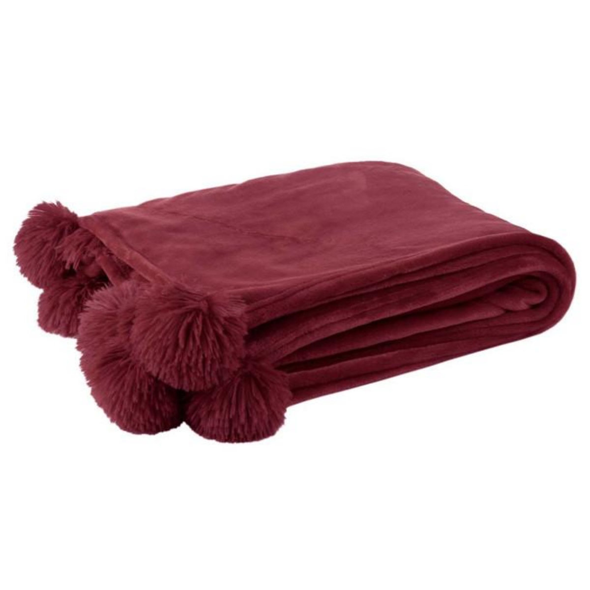 Paris Prix Plaid à Pompons  Blanket  130x170cm Bordeaux