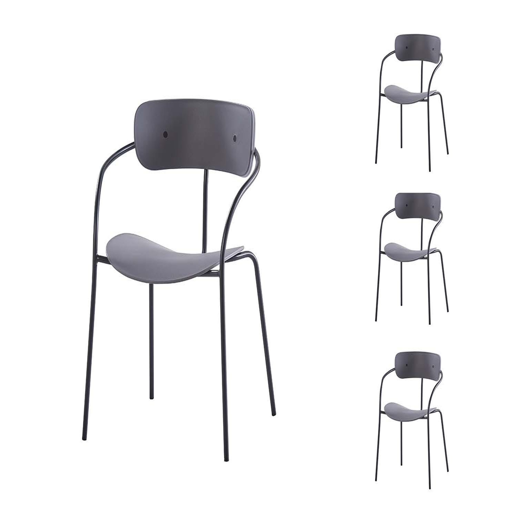 Voir la diapositive 3 : CONCEPT USINE Lot de 4 chaises gris foncé design alexia
