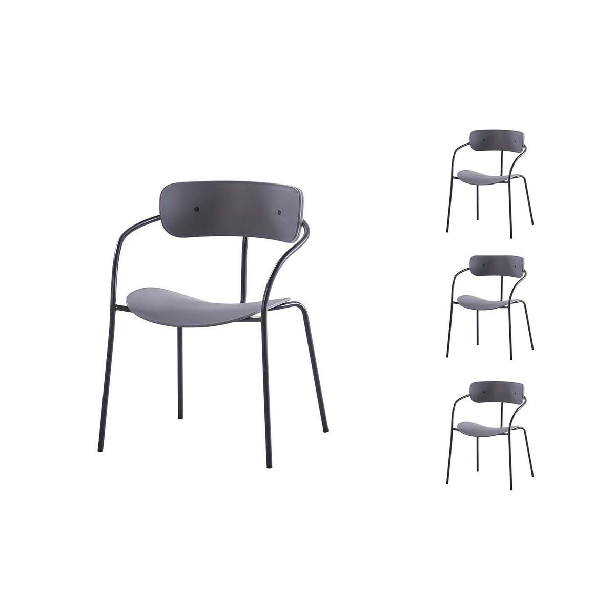 CONCEPT USINE Lot de 4 chaises gris foncé design ALEXIA
