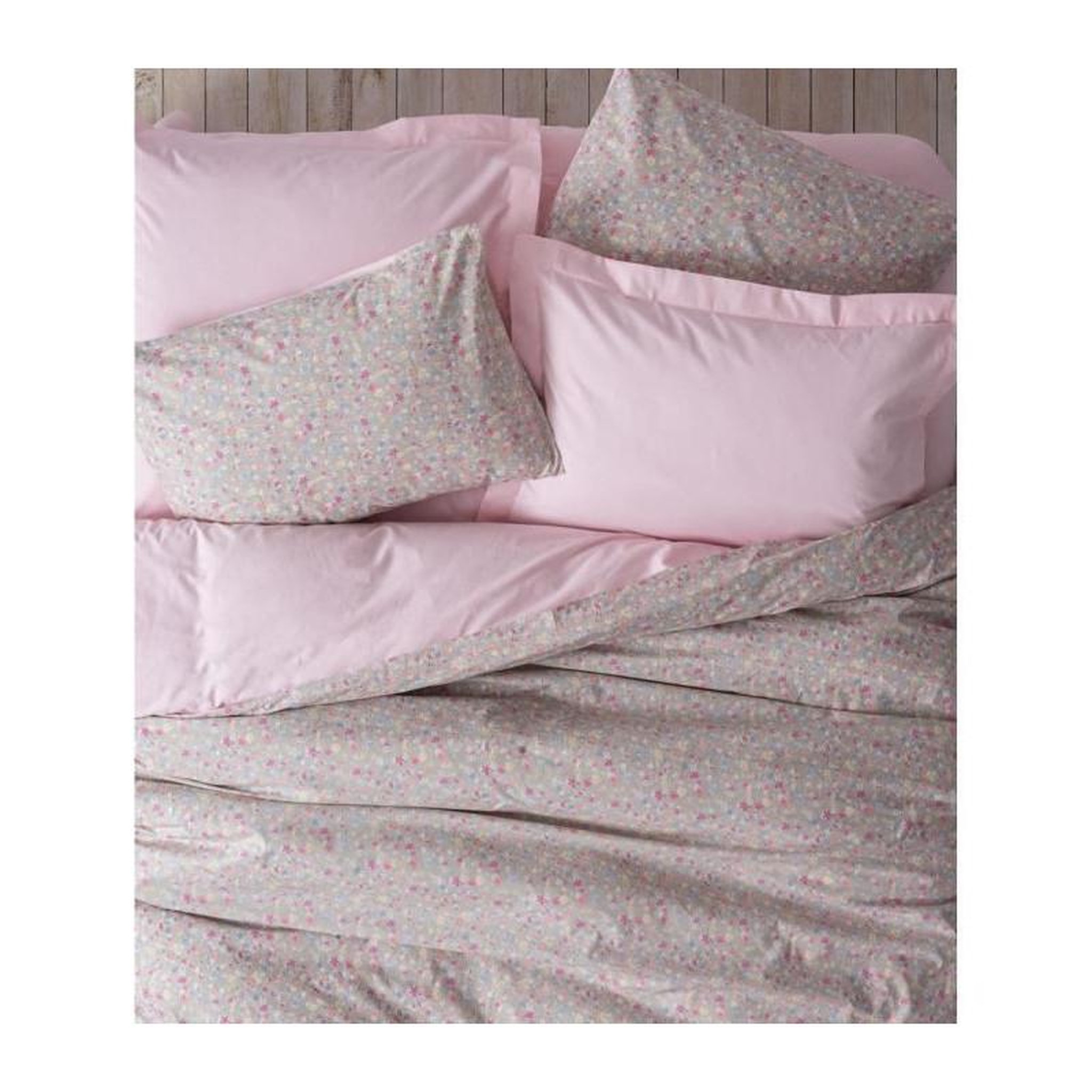 Voir la diapositive 4 : GENERIQUE Parure de lit - 129CTN64242 - 1 housse de couette 220 x 240 cm + 2 taies d'oreiller 60 x 60 cm - 100% coton ranforcé - Rose