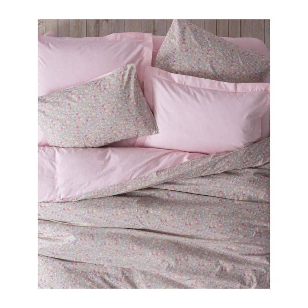 GENERIQUE Parure de lit - 129CTN64242 - 1 housse de couette 220 x 240 cm + 2 taies d'oreiller 60 x 60 cm - 100% coton ranforcé - Rose