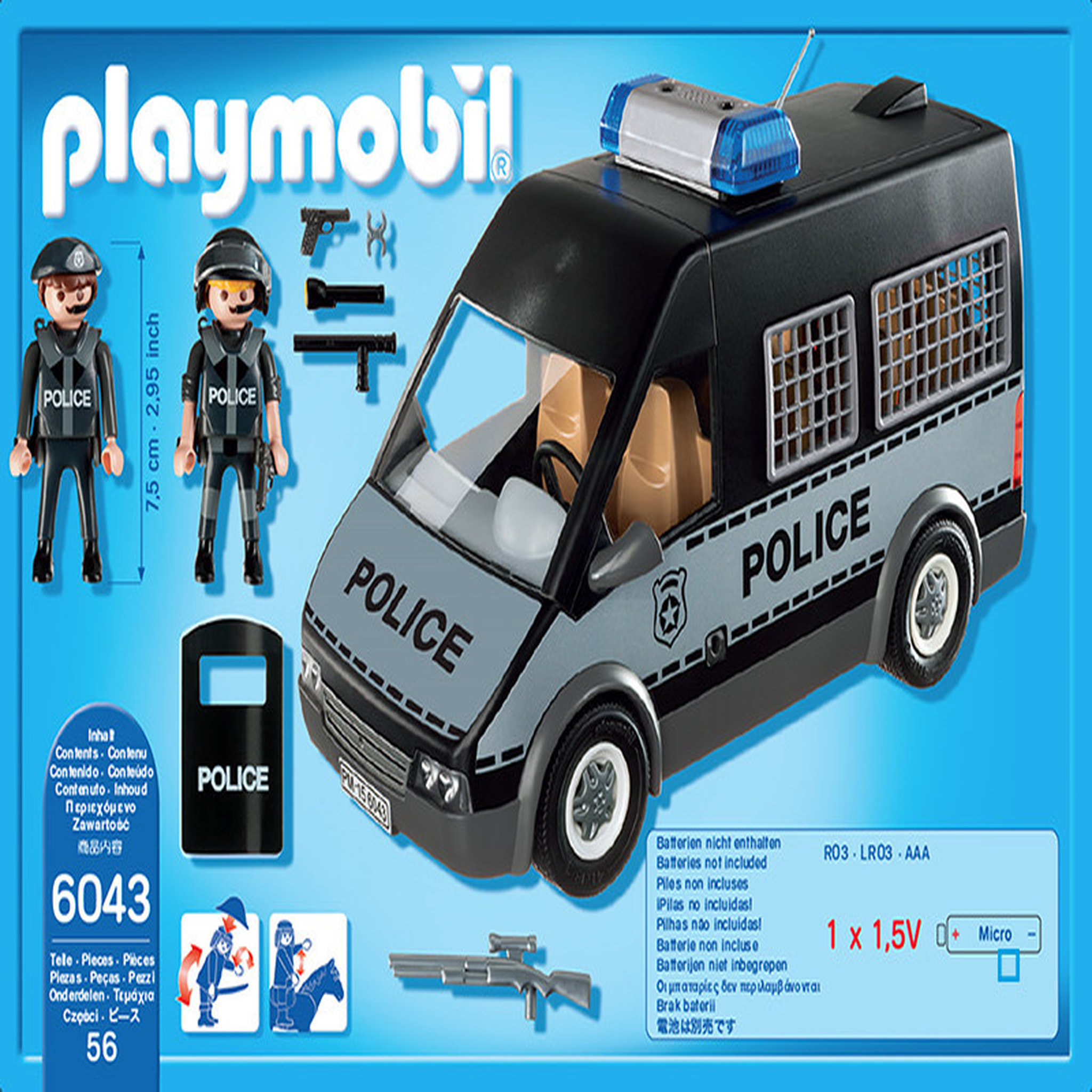 Voir la diapositive 3 : PLAYMOBIL 6043 Fourgon de police avec sirène et gyrophare