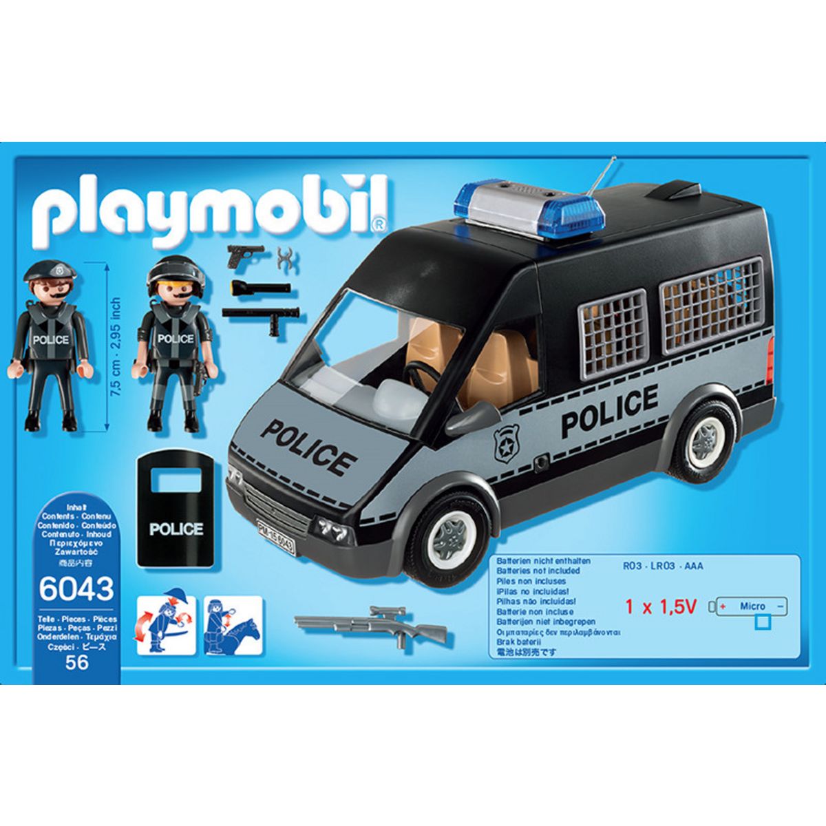 PLAYMOBIL 6043 Fourgon de police avec sirène et gyrophare