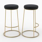 Rendez vous déco Lot de 2 tabourets de bar 73 cm en velours noir - Kendal. Coloris disponibles : Noir, Jaune