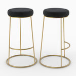 Rendez vous déco Lot de 2 tabourets de bar 73 cm en velours noir - Kendal. Coloris disponibles : Jaune, Noir