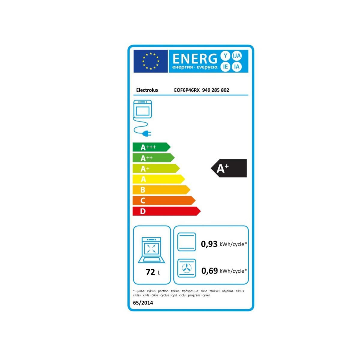 ELECTROLUX Four intégrable 72l 60cm pyrolyse inox - EOF6P46RX