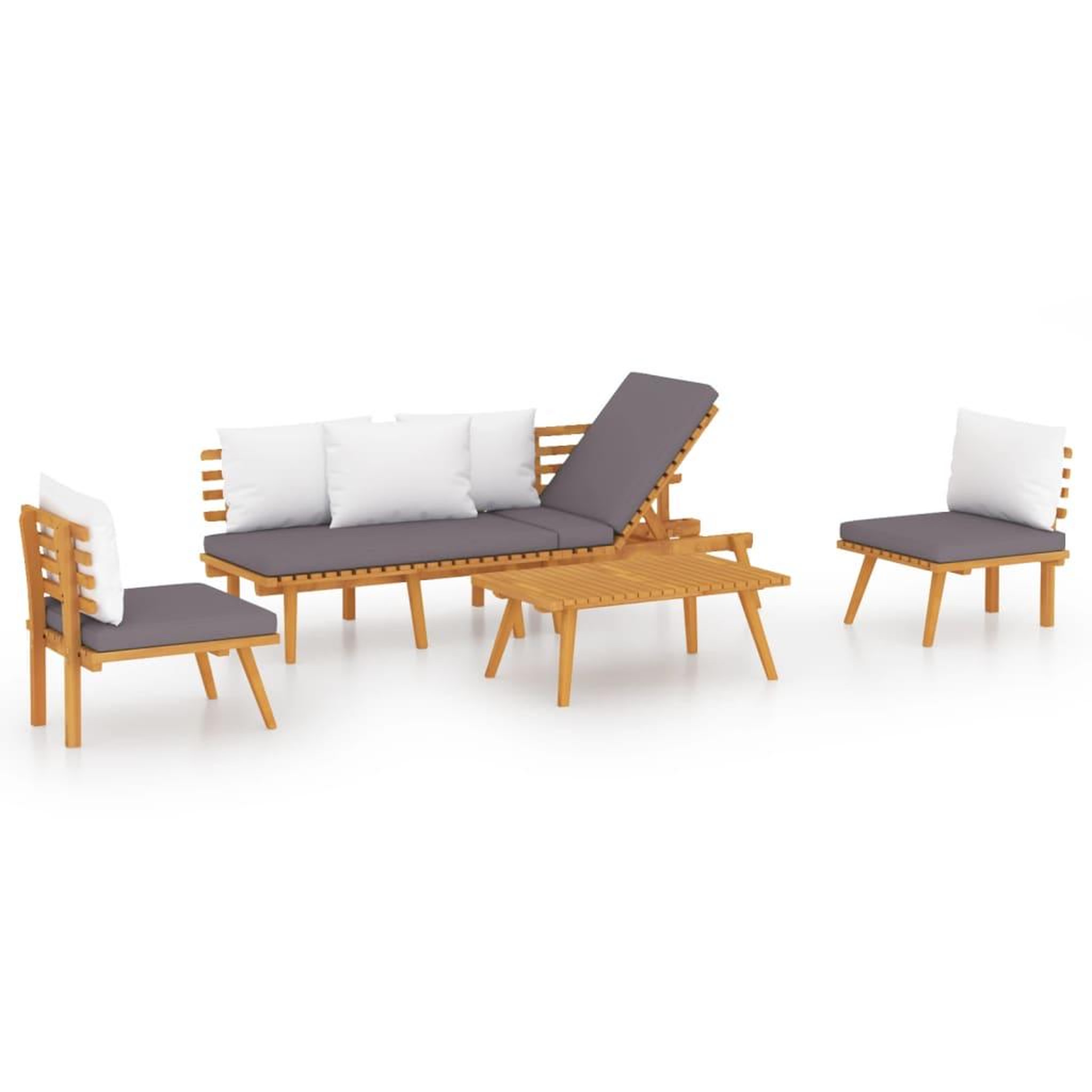 Voir la diapositive 2 : VIDAXL Salon de jardin 4 pcs avec coussins Bois d'acacia solide