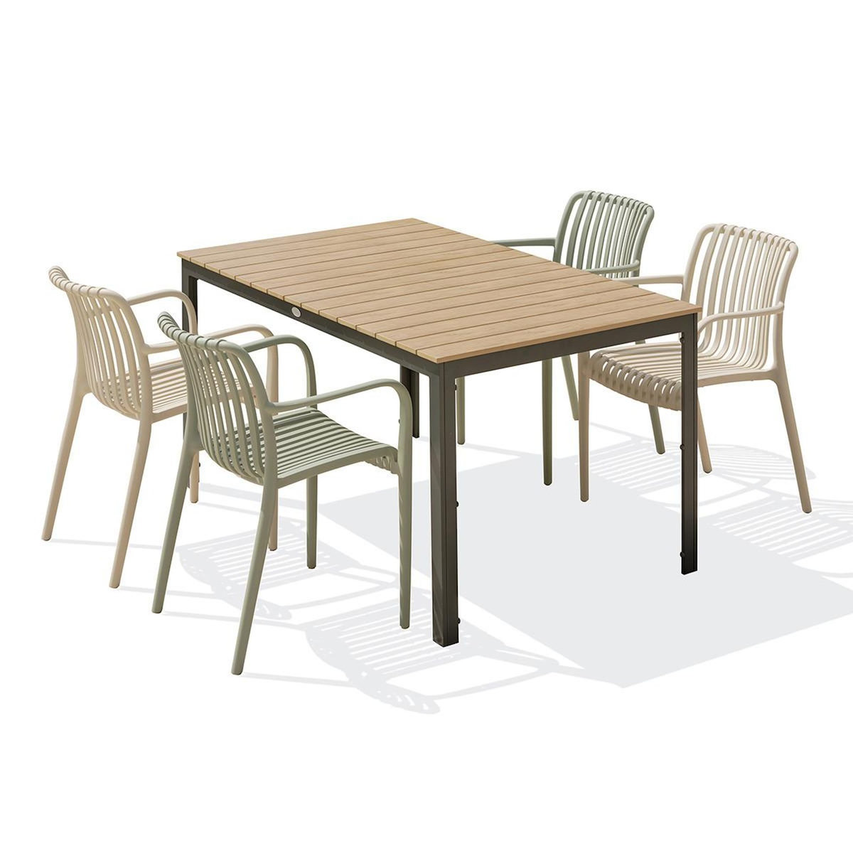 Paris Prix Ensemble Table de Jardin & 4 Fauteuils  Boston & Tiago  150cm Multicolore
