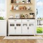 Voir la diapositive 2 : MERAX Buffet de cuisine 4 portes 2 tiroirs - 140 cm blanc mdf
