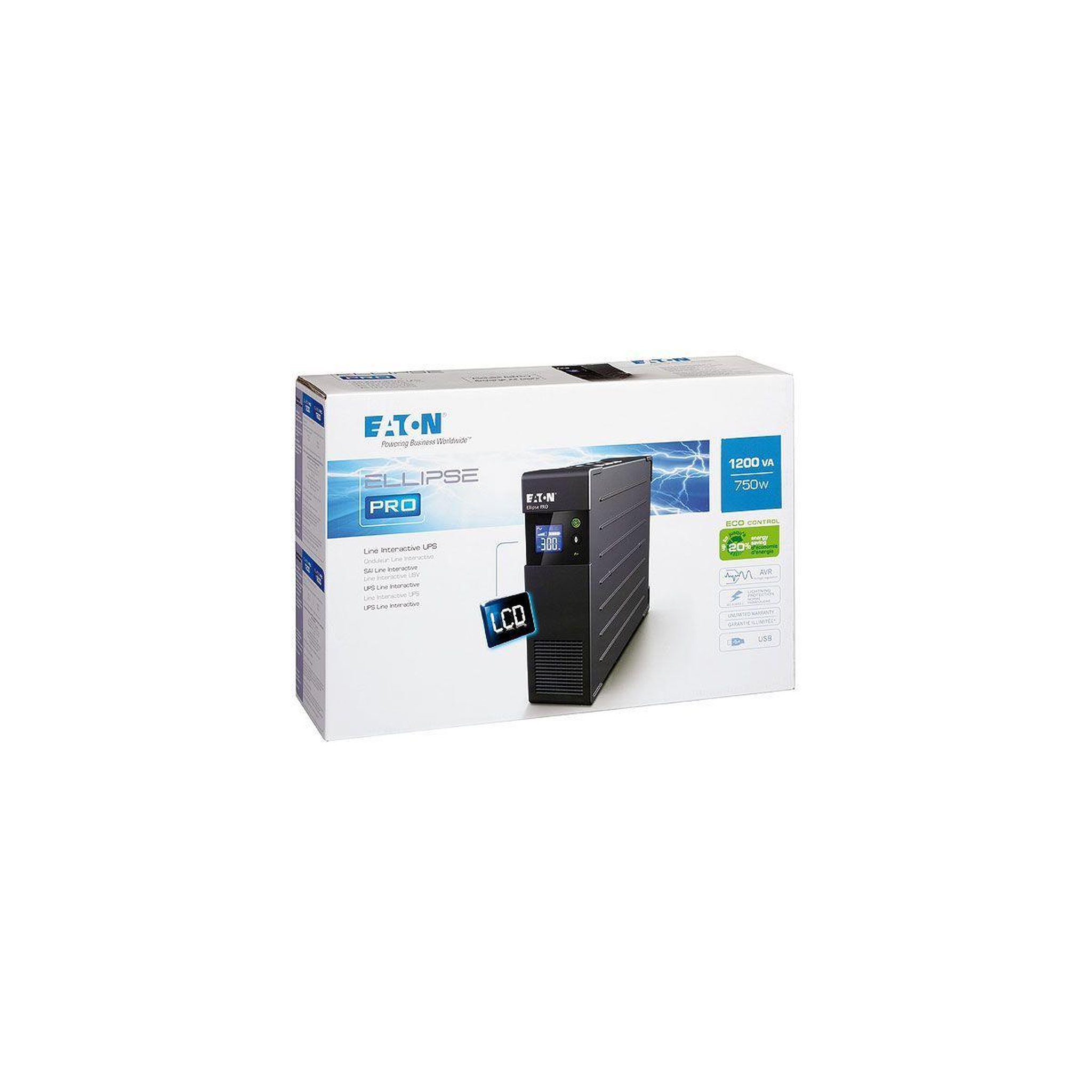 Voir la diapositive 2 : Eaton Onduleur ellipse pro 1200 fr 8 prises/usb-a/2rj45