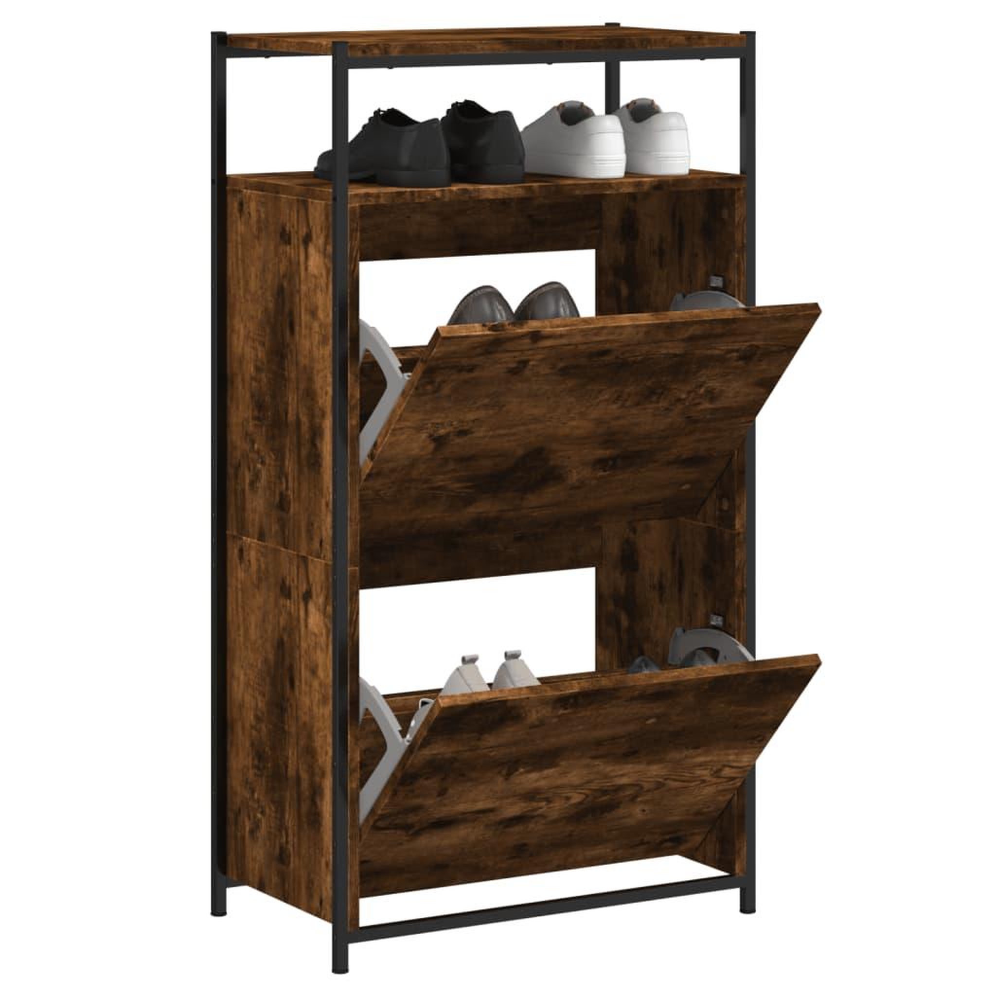 VIDAXL Armoire a chaussures chene fume 60x34x112 cm bois d'ingenierie