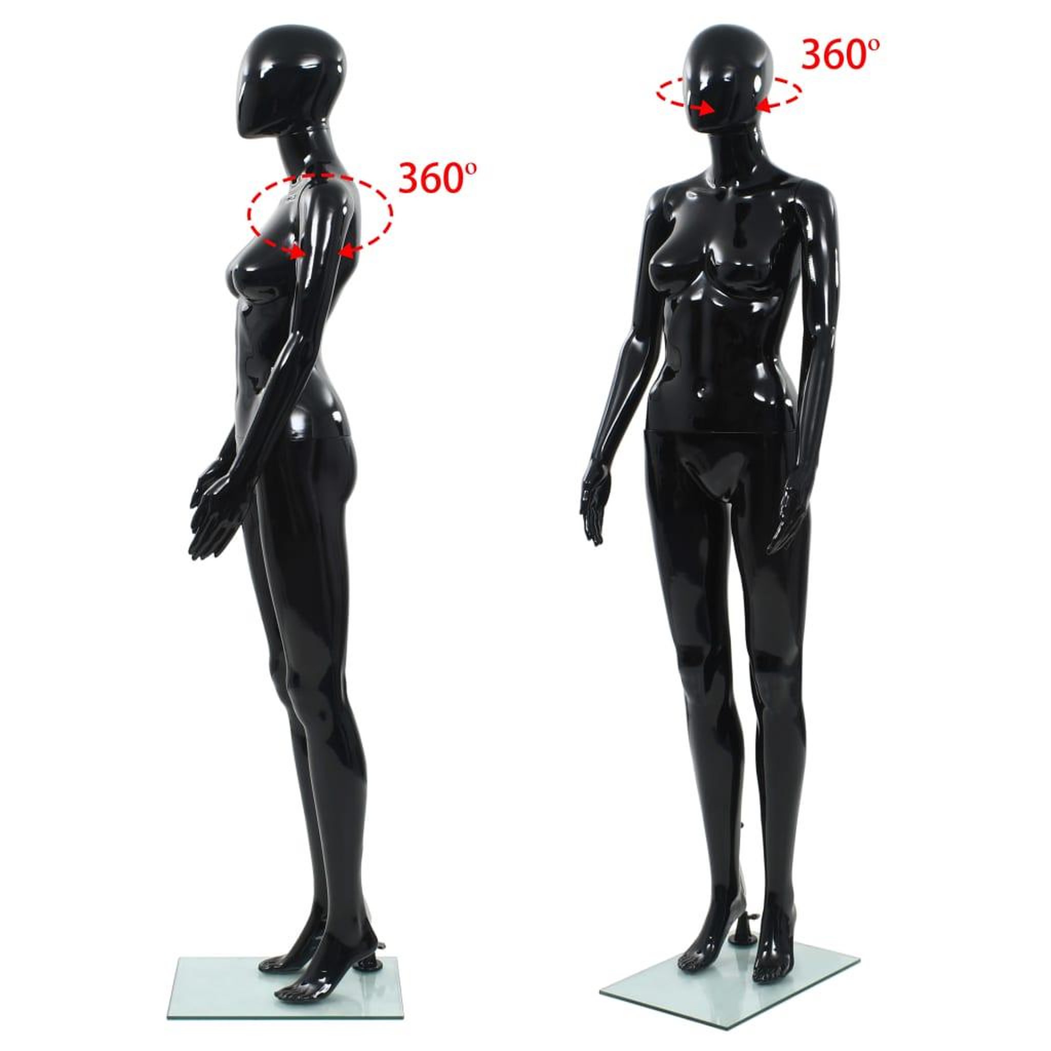 Voir la diapositive 5 : VIDAXL Mannequin femme corps complet base verre Noir brillant 175 cm