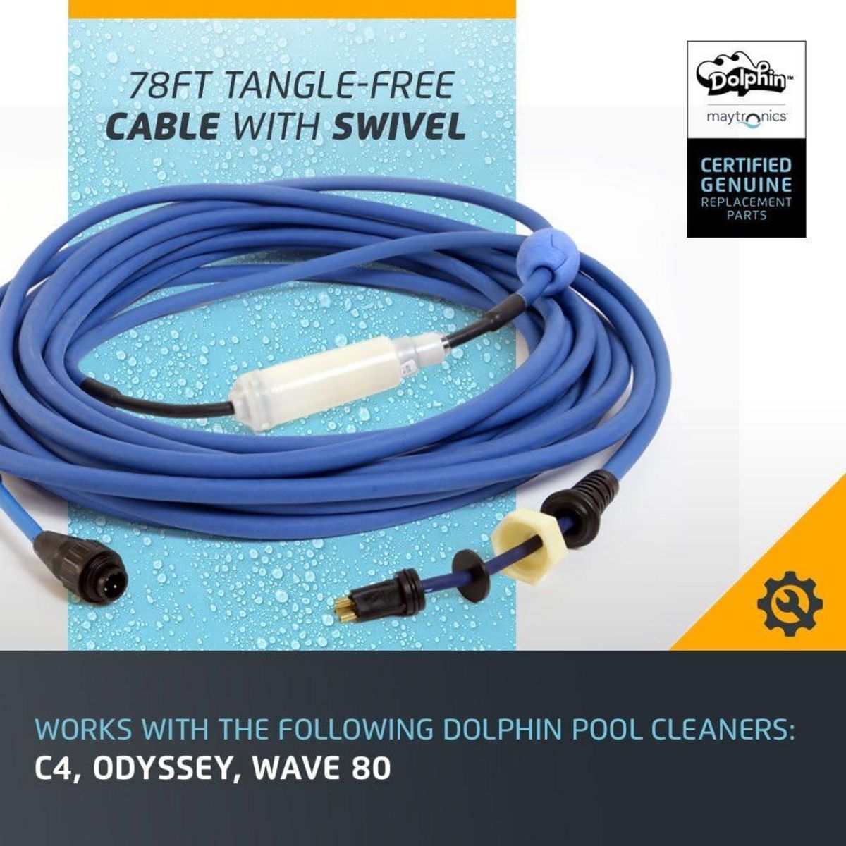 Dolphin Cable d'alimentation avec swivel diy 24m dyn 2010 pour robot dolphin wave 80 et prox1 - 9995871-diy