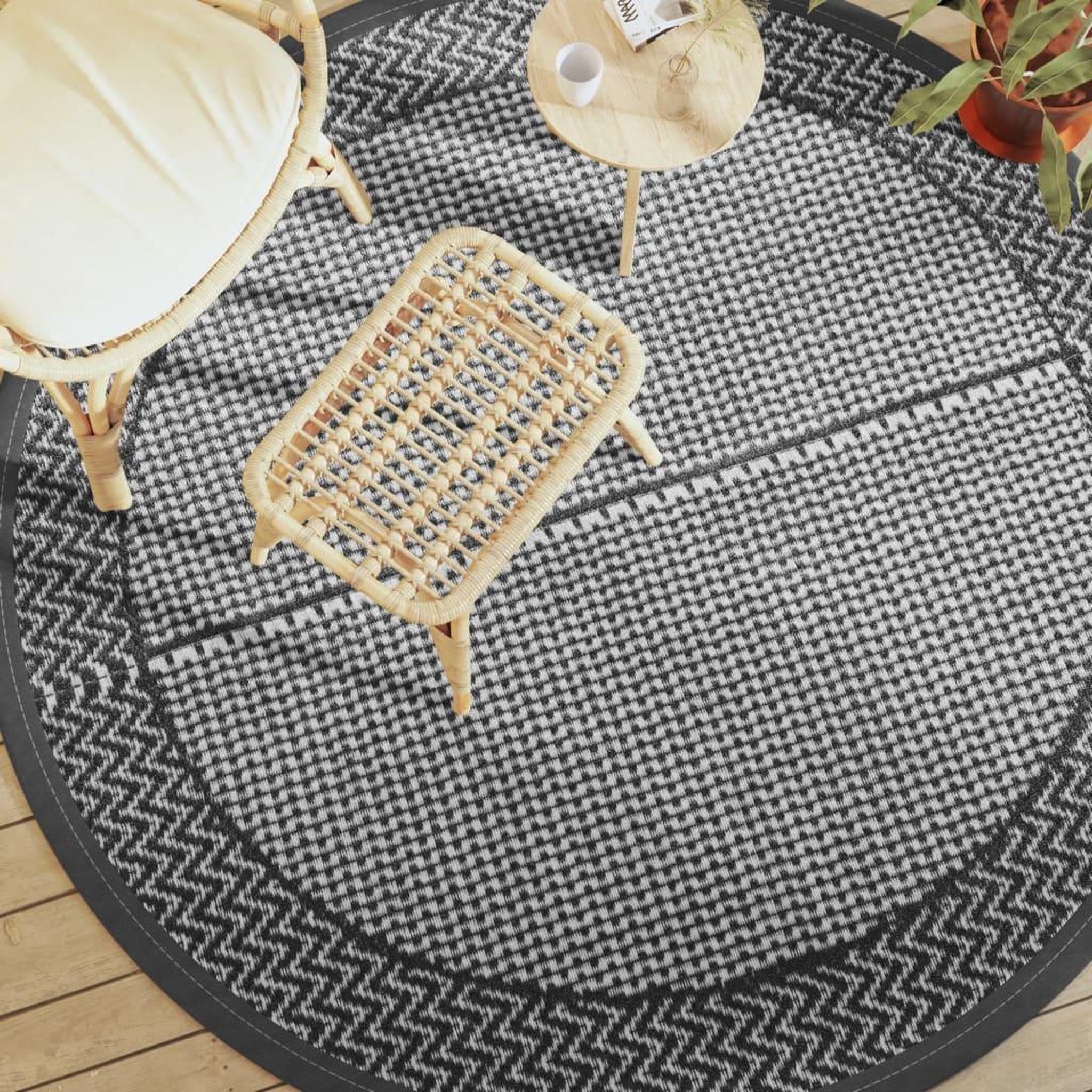 VIDAXL Tapis d'exterieur ARAKIL gris Ø200 cm PP