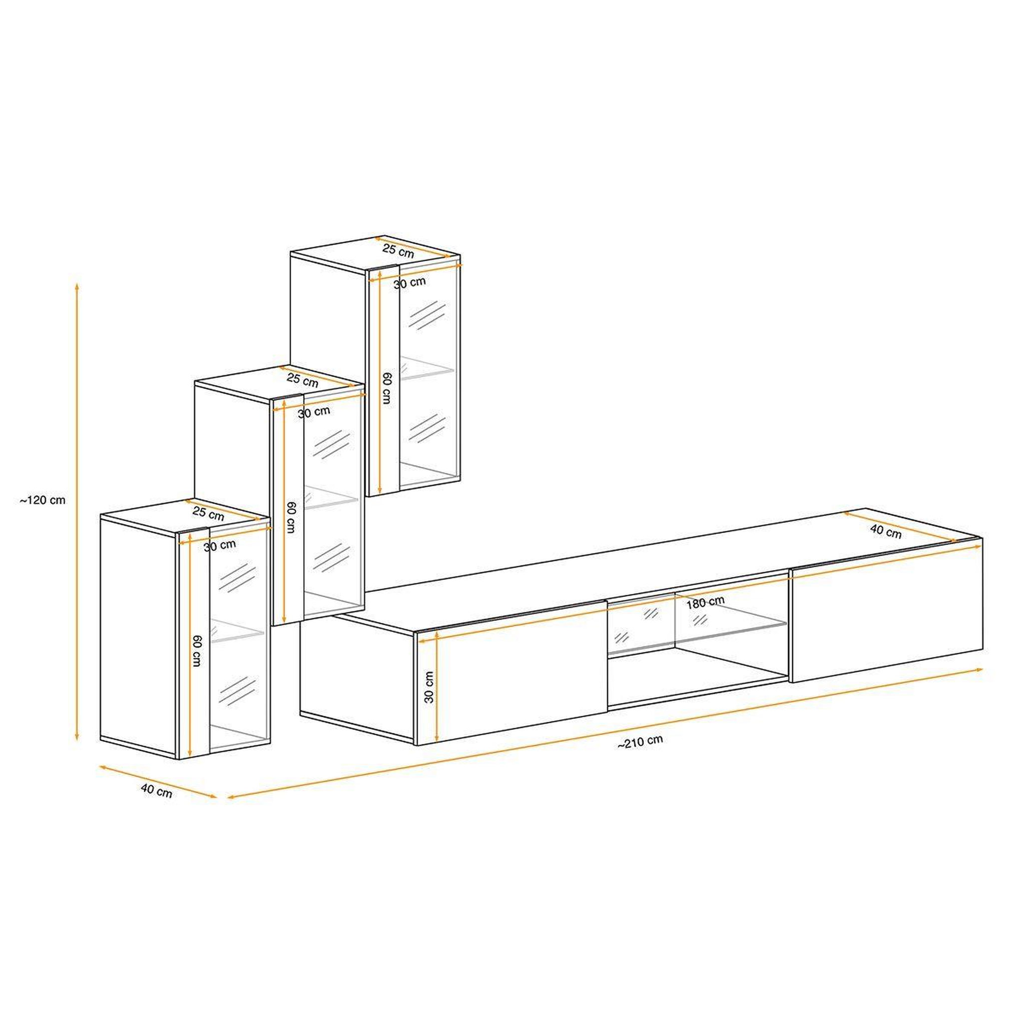 Voir la diapositive 3 : Paris Prix Ensemble meuble tv design  switch xxii  210cm blanc