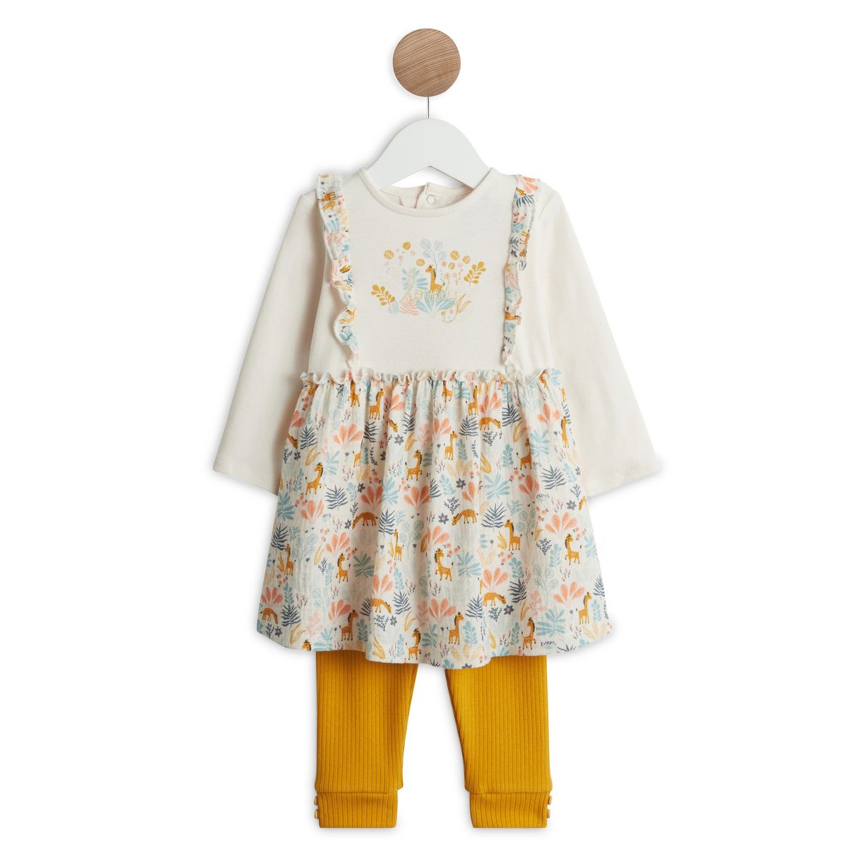 INEXTENSO Ensemble de naissance robe à volants + legging bébé fille