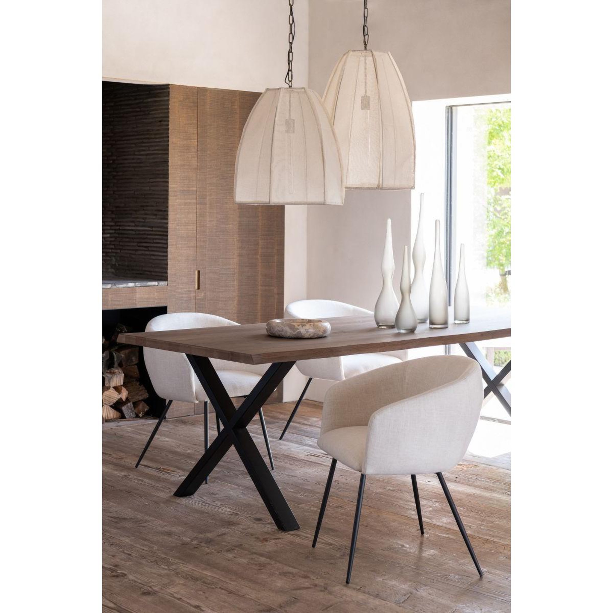 Voir la diapositive 5 : J-LINE Lot de 3 vases en verre  yoko  64cm grège