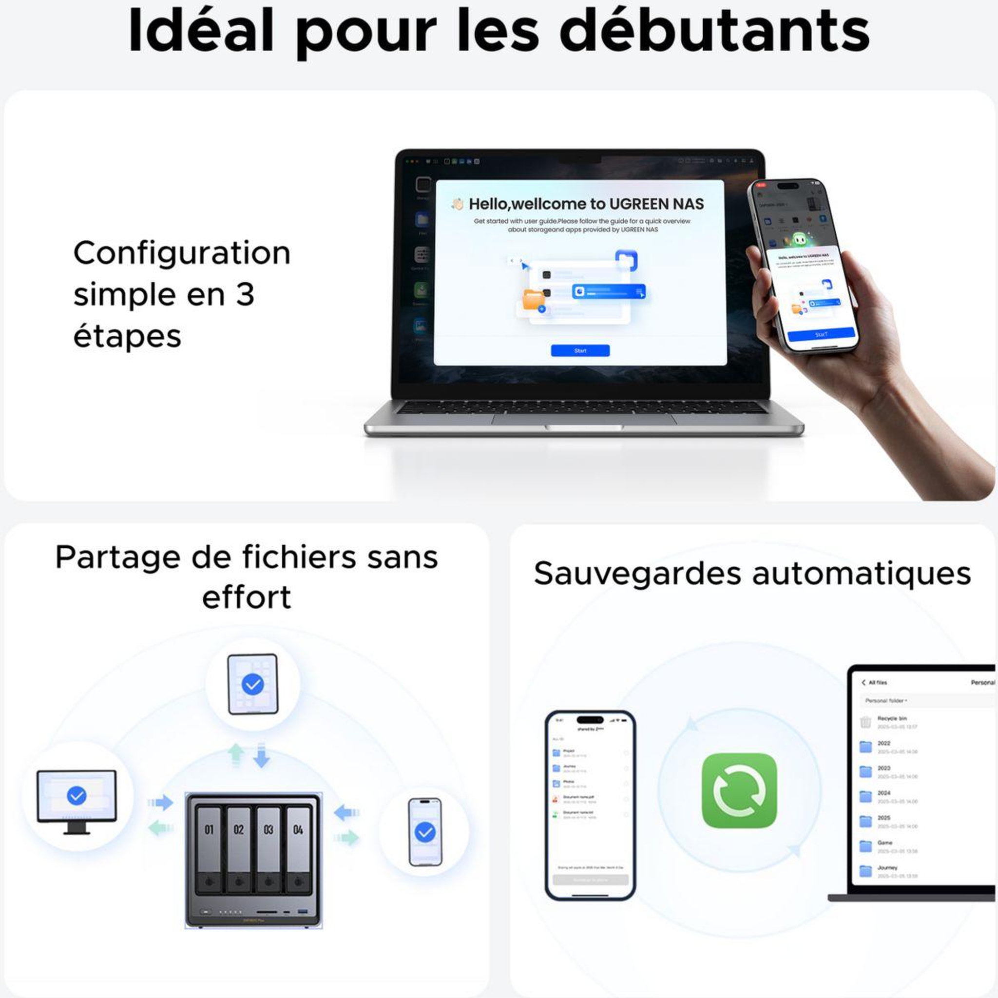 Voir la diapositive 4 : UGREEN Serveur NAS 4 baies DX4800 Plus Gris anodisé