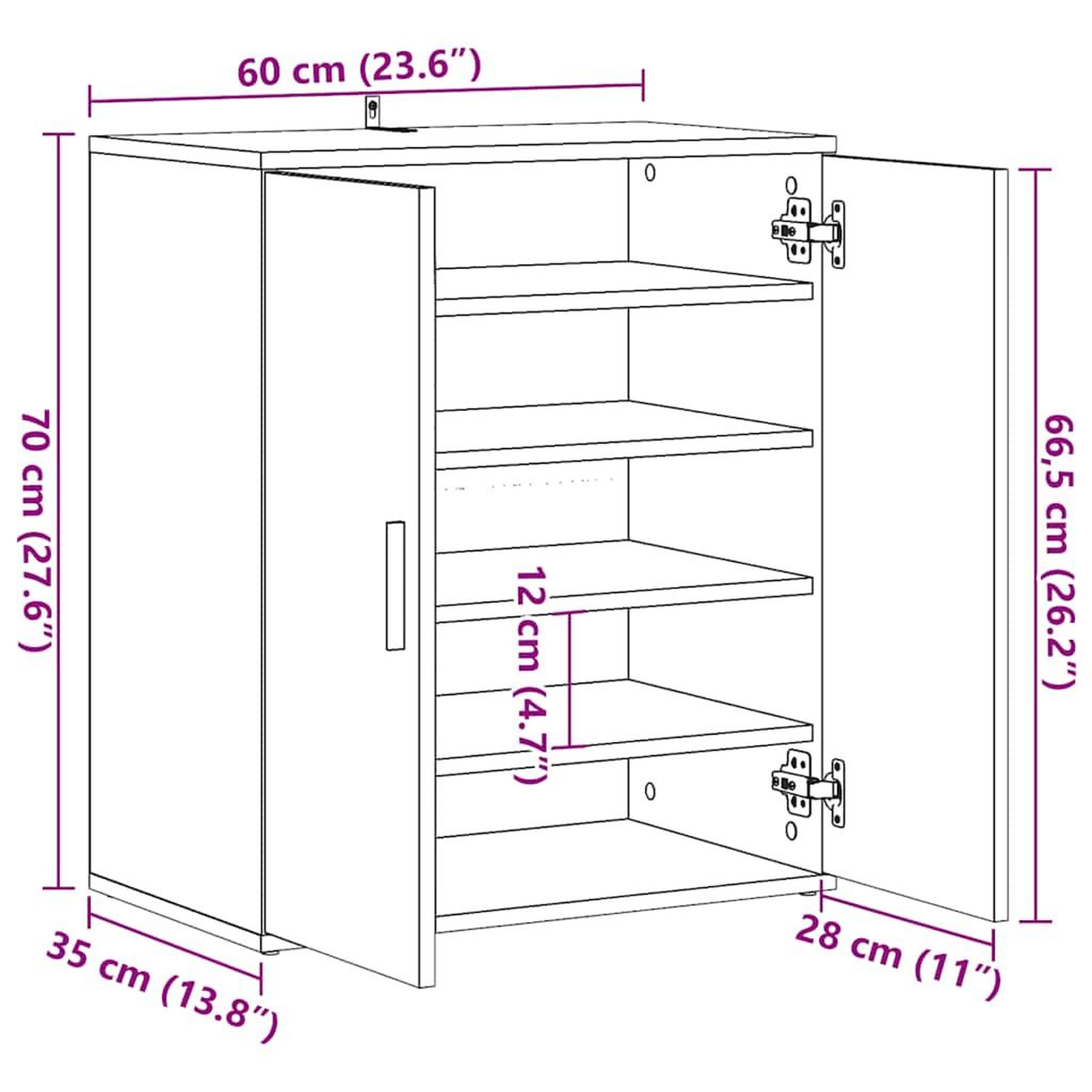 Voir la diapositive 6 : VIDAXL Armoire a chaussures chene artisanal bois d'ingenierie