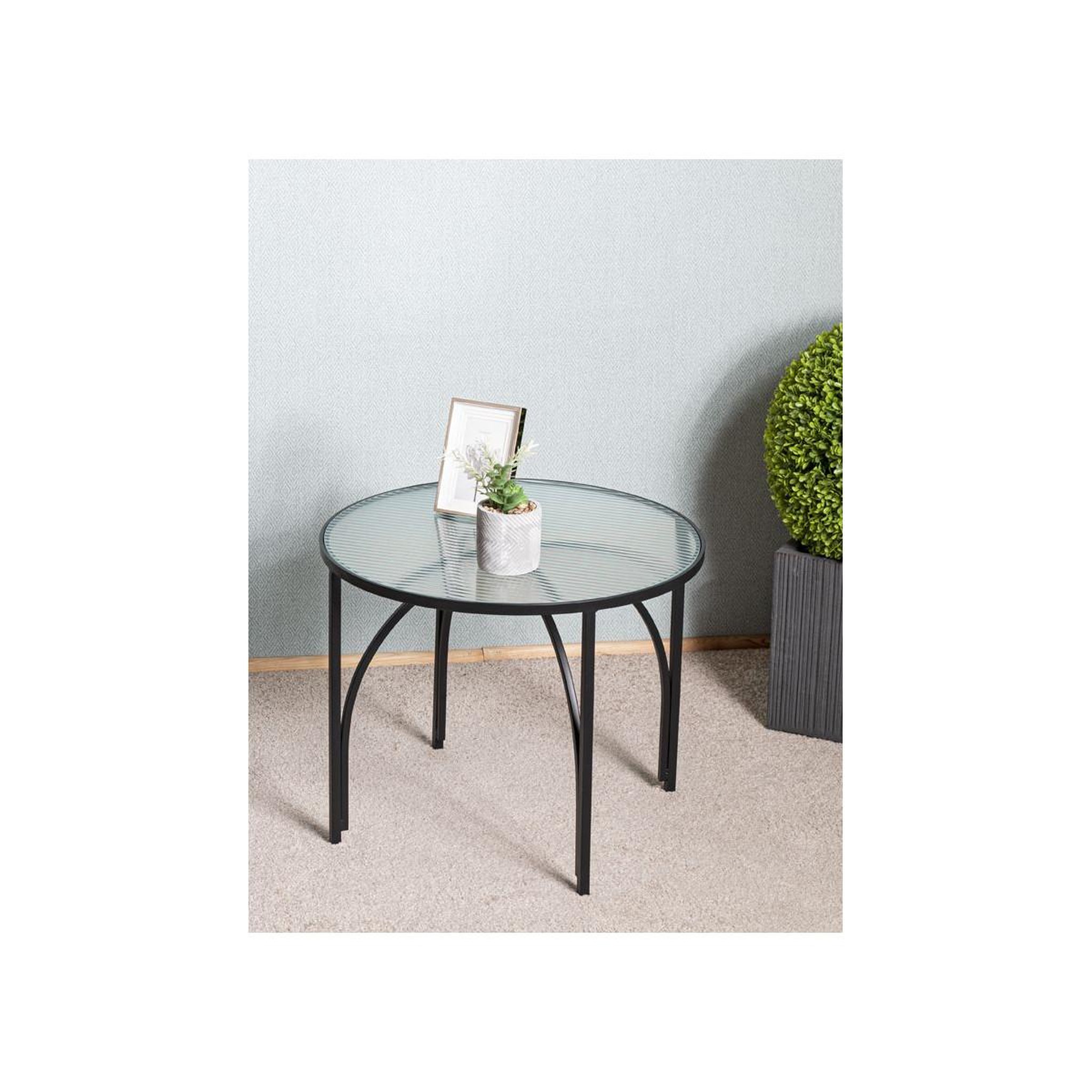 Voir la diapositive 6 : Paris Prix Table d'appoint ronde design  ondulé  50cm noir