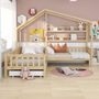 Voir la diapositive 4 : MERAX Lit cabane enfant 90x200(70x140)cm pin coloris naturel