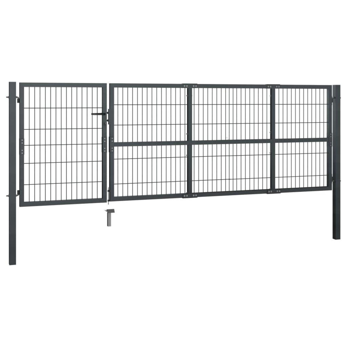 VIDAXL Portillon avec poteaux Acier 350 x 100 cm Anthracite