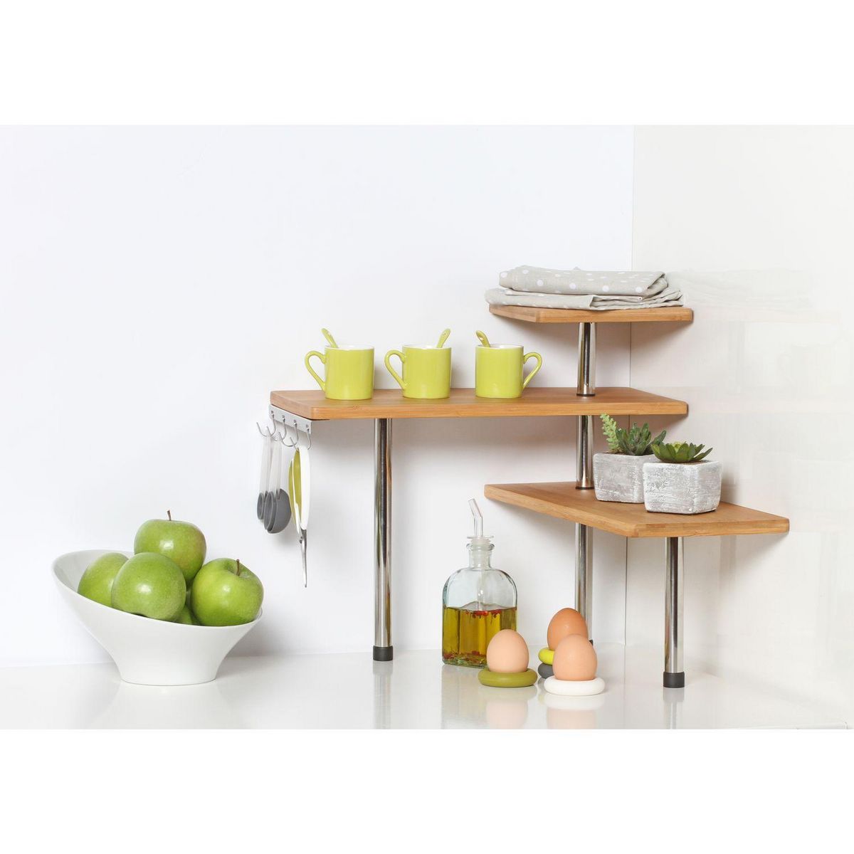 SECRET DE GOURMET Etagère d'angle de cuisine en bambou - 43 x 39 cm - Beige