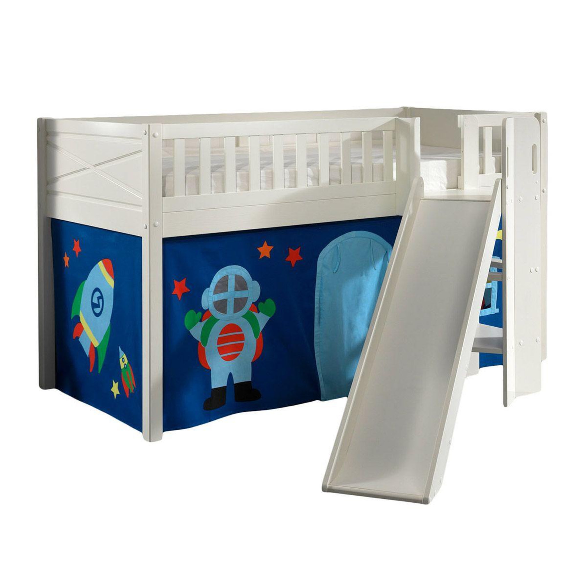Paris Prix Lit enfant toboggan & tente  scott astro  90x200cm blanc
