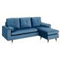 Voir la diapositive 3 : MARKET24 Canapé d'angle fixe réversible - 3 places - Tissu bleu - Pieds bois et doré - L 194 x P 139 x H 83 - NEW YORK